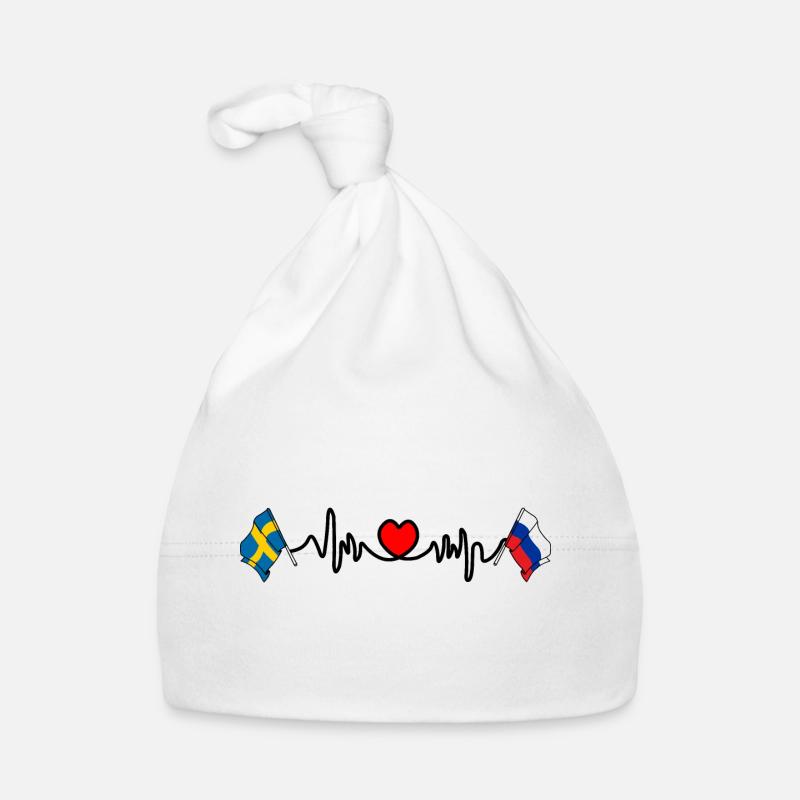 Cardio heart Drapeau Suède, drapeau Russie Bonnet bio Bébé