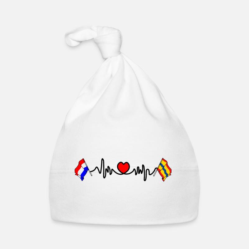 Coeur cardio avec drapeau Pays-Bas, Overijssel Bonnet bio Bébé