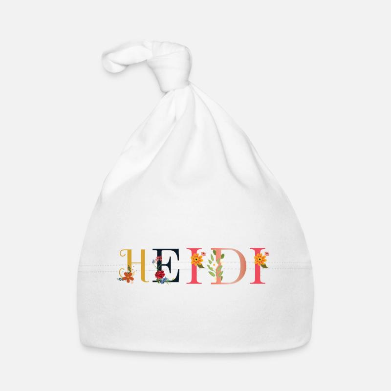 Nom HEIDI décoré de fleurs Bonnet bio Bébé