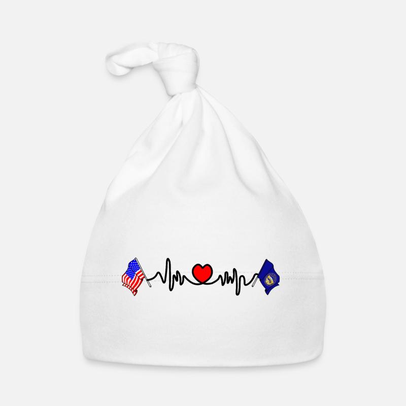 Cardio cardiaque avec drapeau des États-Unis et drapeau du Nebraska Bonnet bio Bébé