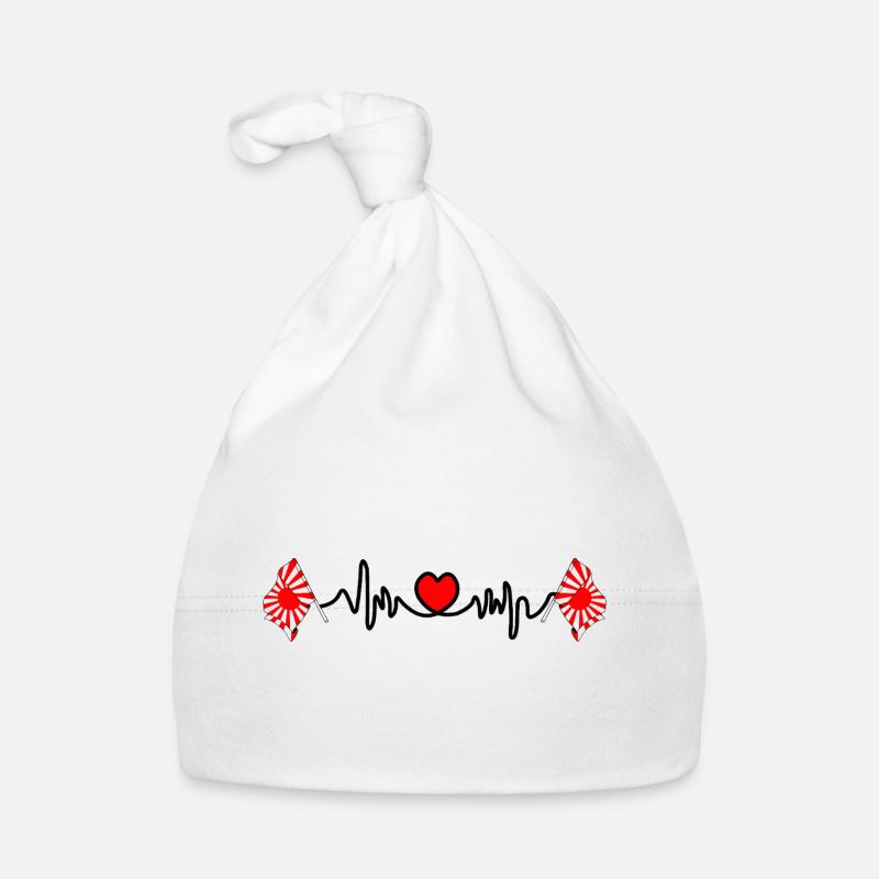 Battement de cœur et drapeaux du soleil levant Bonnet bio Bébé