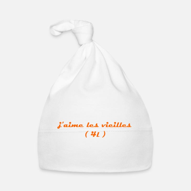j aime les vieilles 4l orange - Bonnet bio Bébé - blanc
