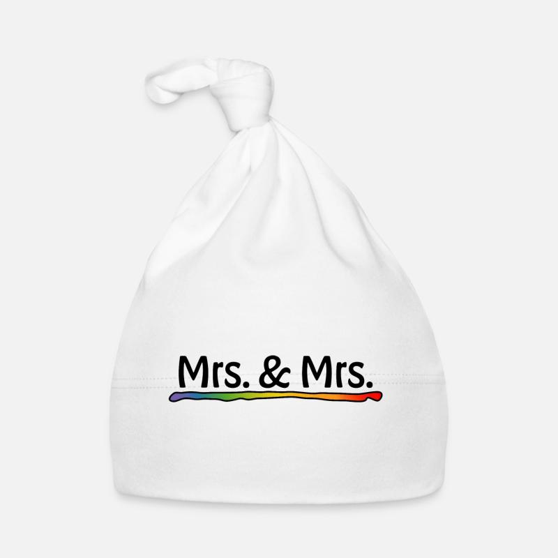 Lesbian Wedding - Rainbow Mrs and Mrs Organic Baby Cap