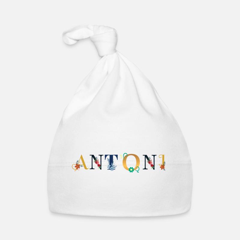 Nom ANTONI décoré de fleurs Bonnet bio Bébé