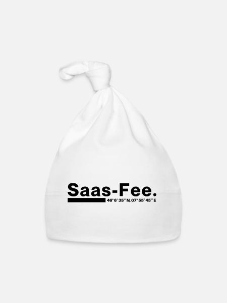 Saas-Fee coordinates Valais Switzerland - Organic Baby Cap - white - Front
