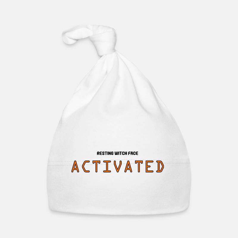 Resting Witch Face Activated - Organic Baby Cap - white