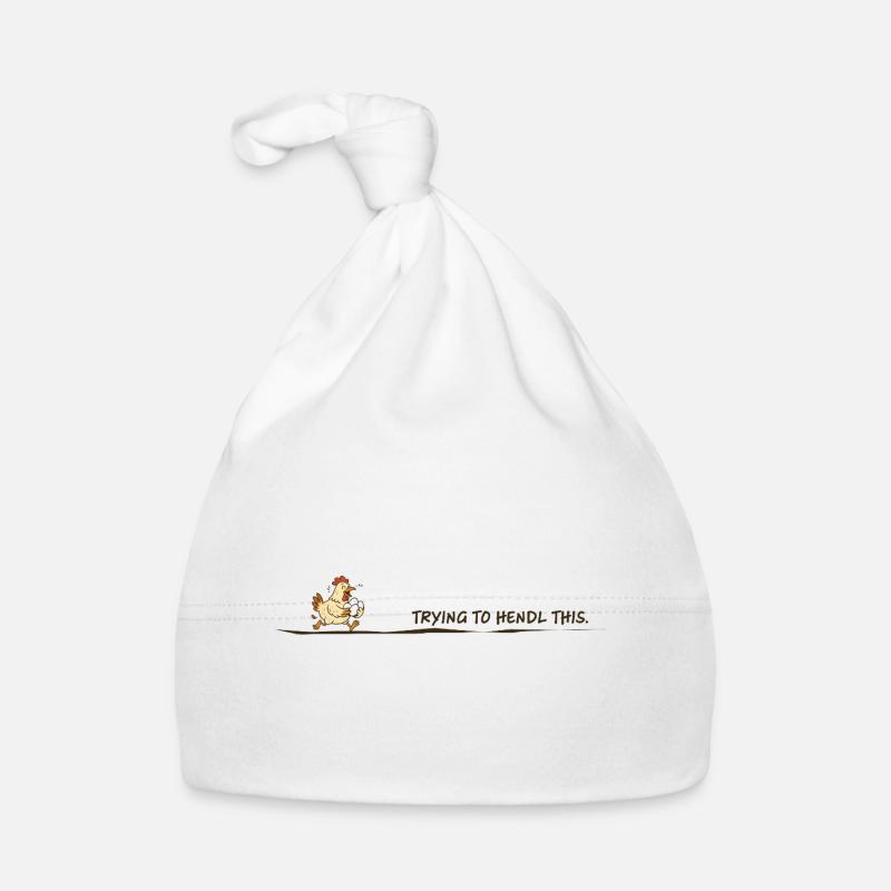 Essayer de Hendl Ce Huhn Denglisch Spruch witzig - Bonnet bio Bébé - blanc
