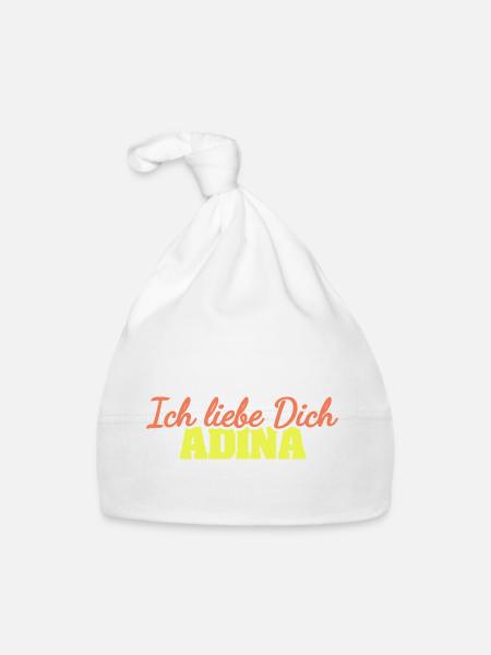Adina als Liebe - Baby Bio-Mütze - Weiß - Vorne