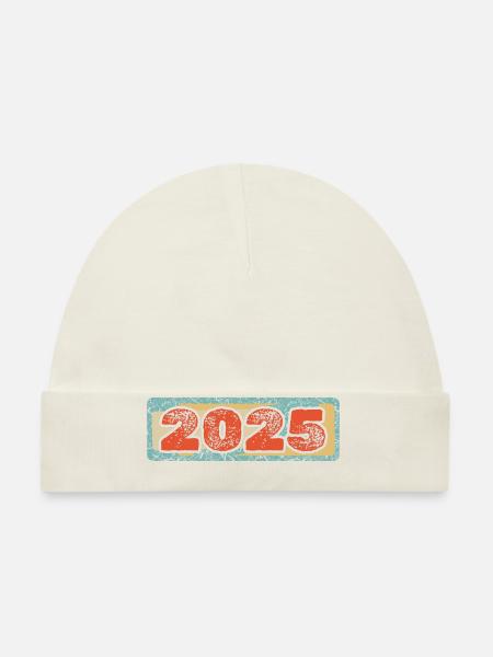 Jahr 2025 - Baby Bio-Mütze - Weiß - Vorne