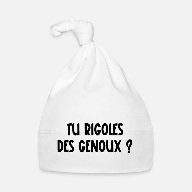tu rigoles des genoux - Bonnet bio Bébé - blanc