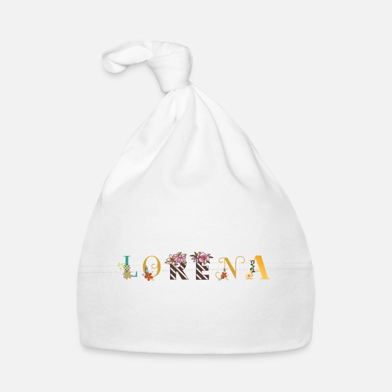 LORENA Name Art avec fleurs brodées Bonnet bio Bébé