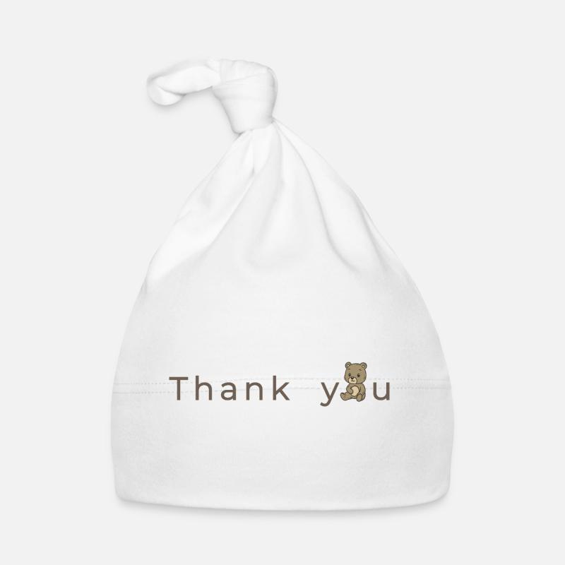 Botschaft thank you mit einem kleinen Teddybär  Baby Bio-Mütze