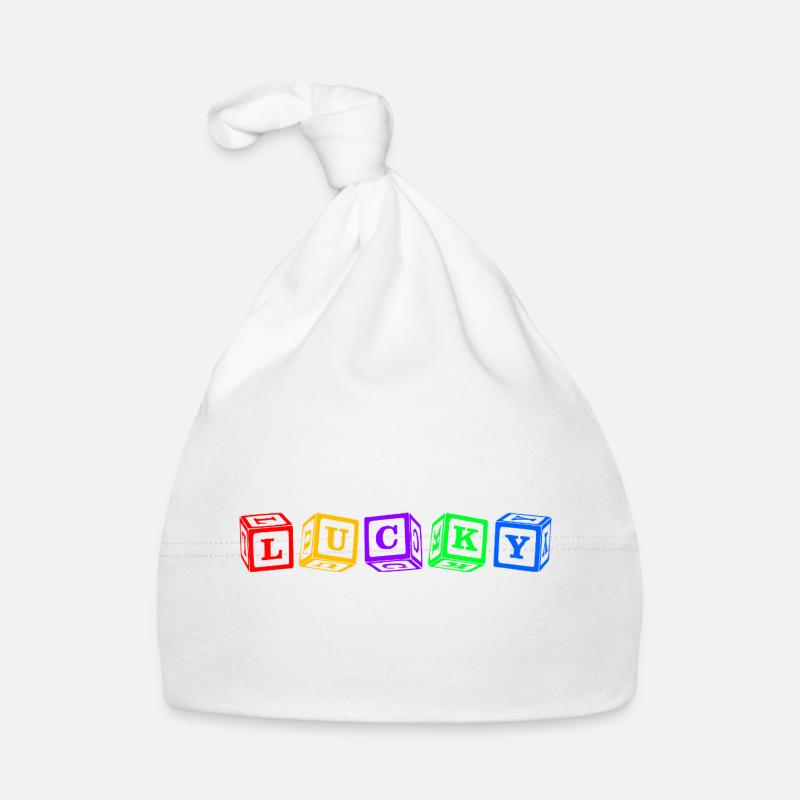 Lucky – Conception colorée de lettres en cube 3D Bonnet bio Bébé