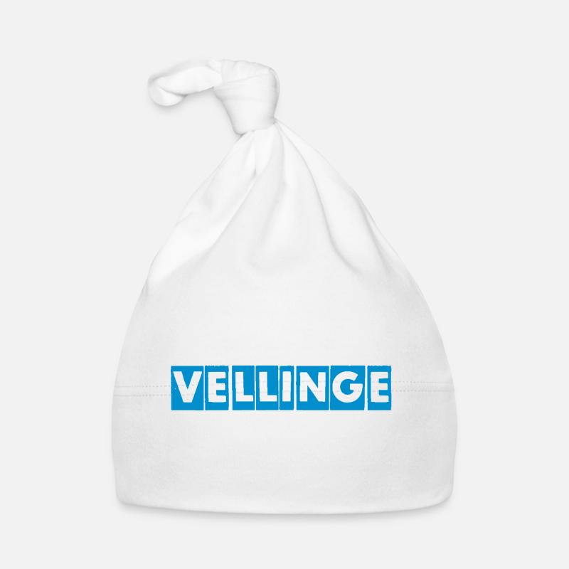 Vellinge – Blaues Textdesign Baby Bio-Mütze