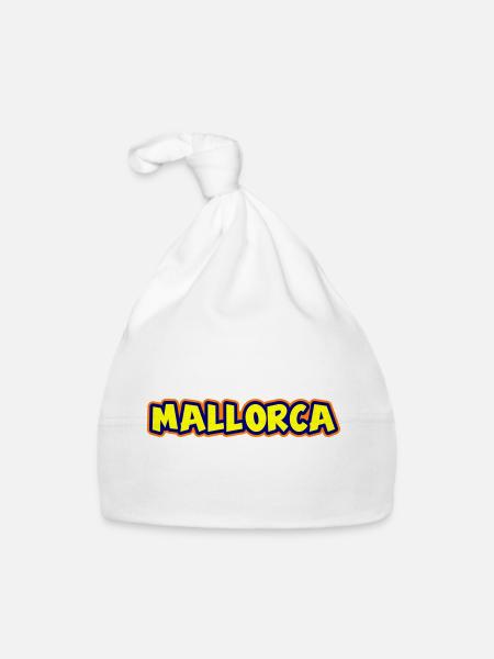 Mallorca Schriftzug - Baby Bio-Mütze - Weiß - Vorne