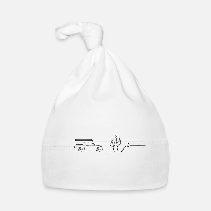 Van Camper Desert Cactus line art Organic Baby Cap