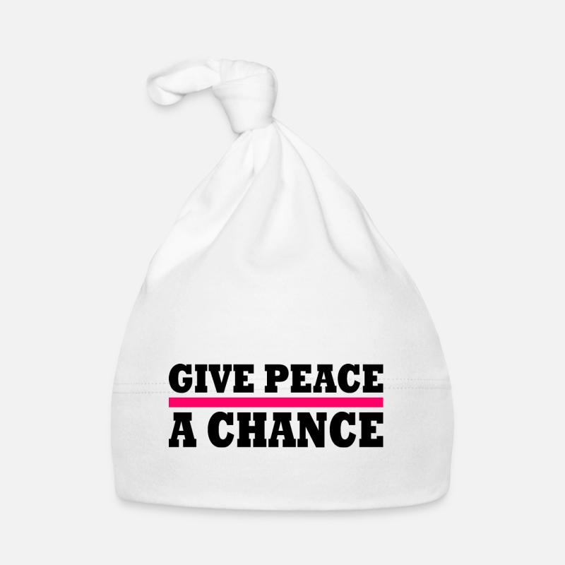 Give peace a chance - Bonnet bio Bébé - blanc