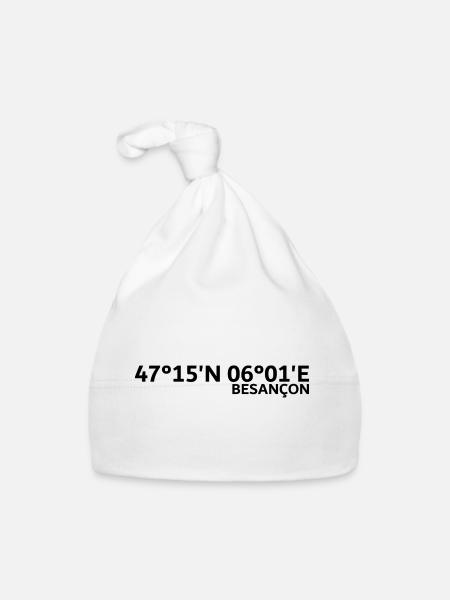 Besançon Koordinaten - Baby Bio-Mütze - Weiß - Vorne