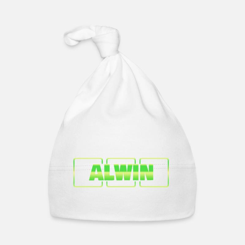 Taufe Taufgeschenk Geschenkidee Vorname Alwin Baby Bio-Mütze