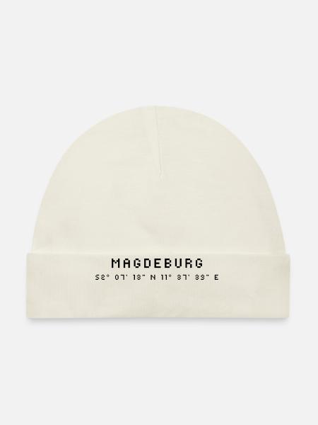Magdeburg Koordinaten - Baby Bio-Mütze - Weiß - Vorne