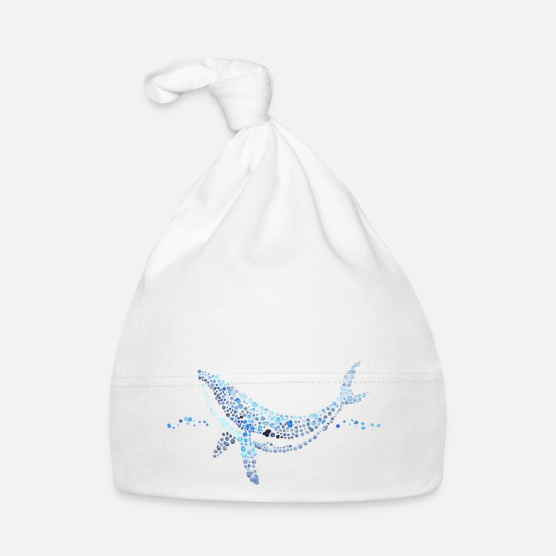 baleine gouttes d'aquarelle - Bonnet bio Bébé - blanc