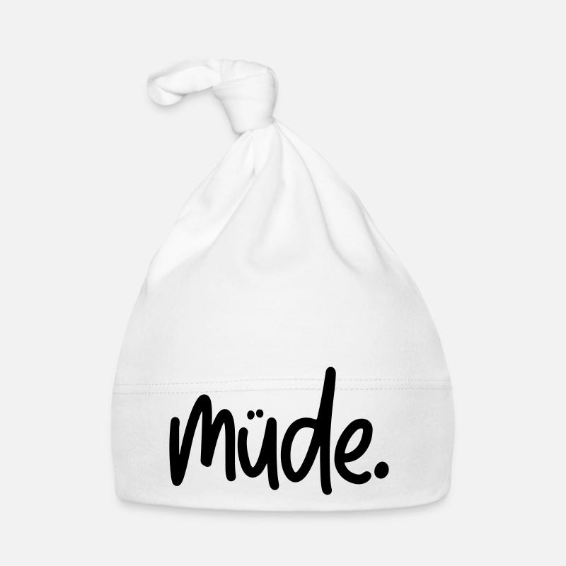 Müde - Baby Bio-Mütze - Weiß