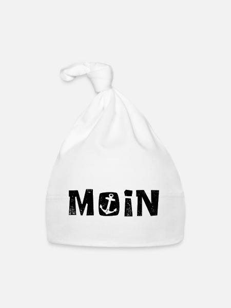 Moin - Norddeutsch - Gruß - Baby Bio-Mütze - Weiß - Vorne