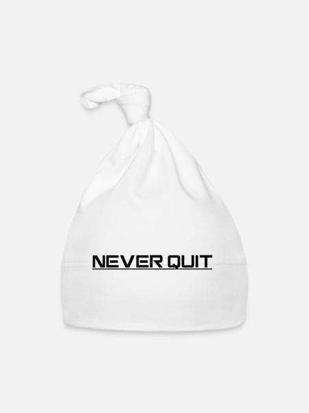 Never Quit Ausdauer Motiv - Baby Bio-Mütze - Weiß - Vorne