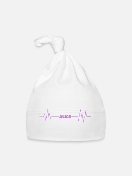 Alice as a first name - Organic Baby Cap - white - Front