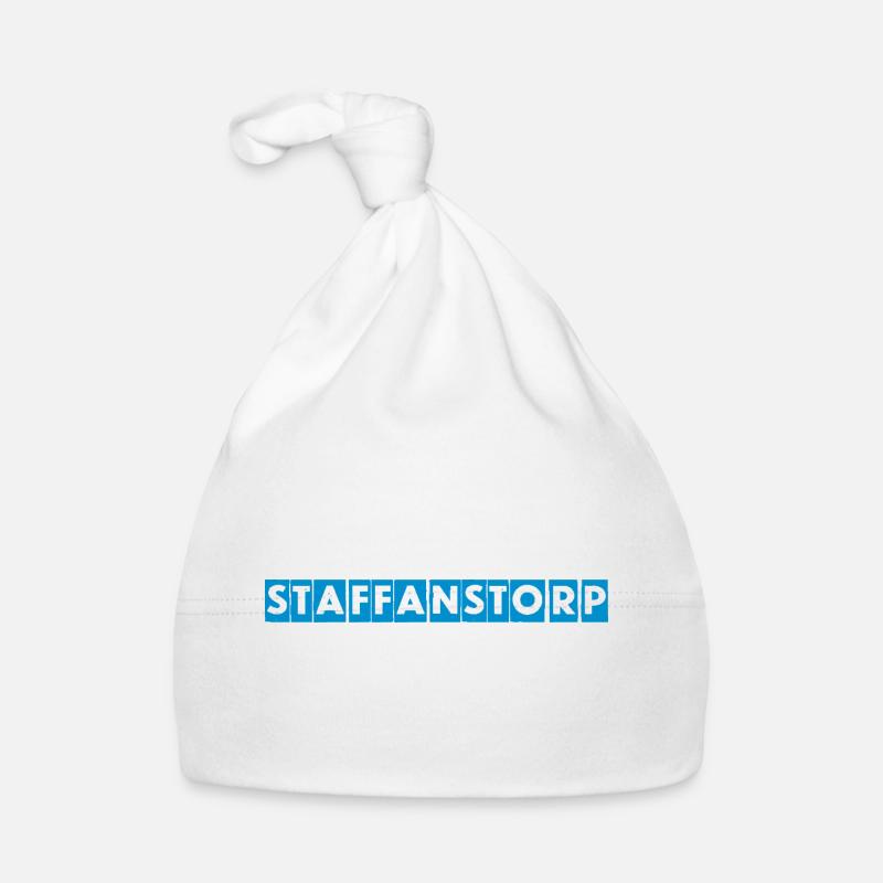 Staffanstorp – Blaues Textdesign Baby Bio-Mütze