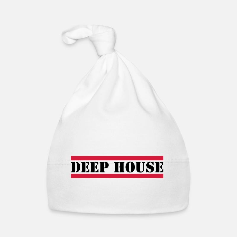 Deep House avec des lignes rouges - Bonnet bio Bébé - blanc