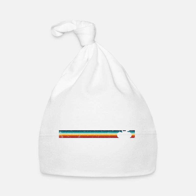 Vélo rétro sur des rayures arc-en-ciel Bonnet bio Bébé