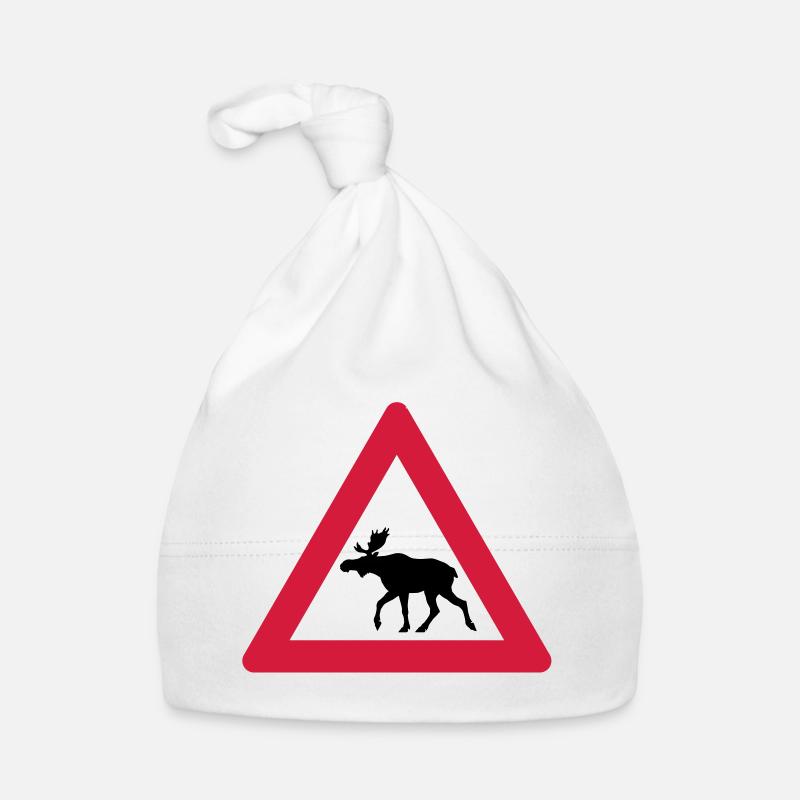 Warning Moose Sign Organic Baby Cap