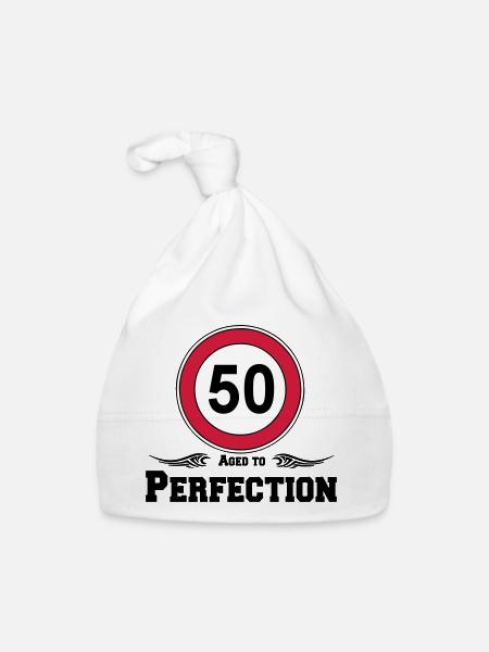 50.Geburtstag , 50 Aged to Perfection ..(25) - Baby Bio-Mütze - Weiß - Vorne