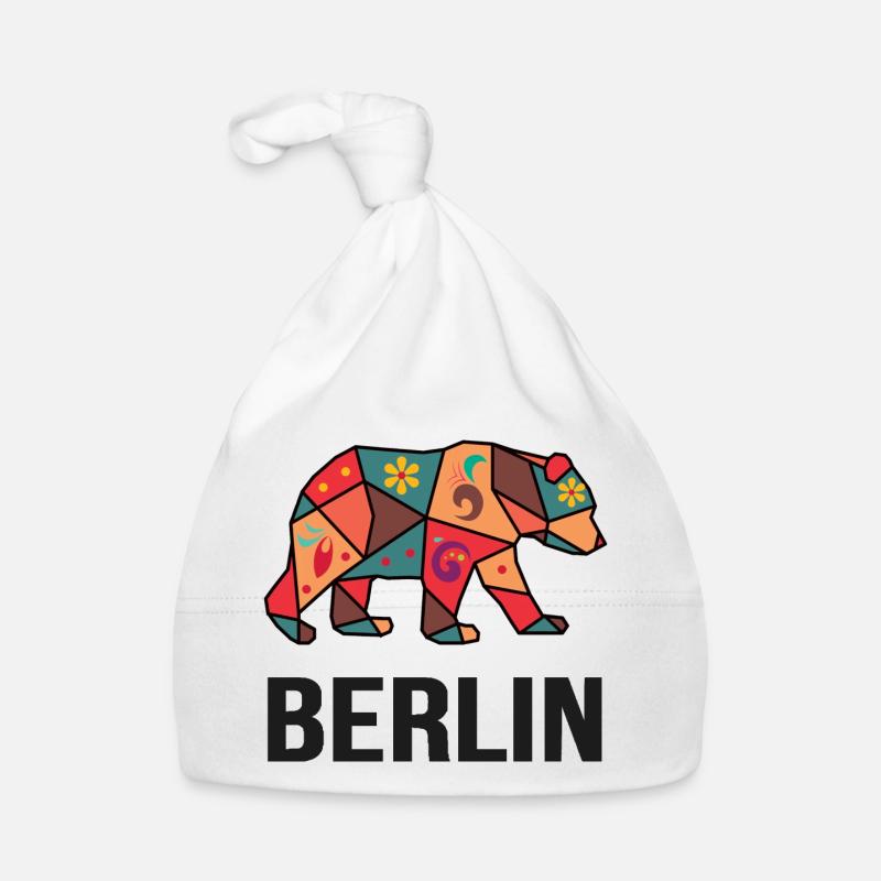 Geometric Berlin Bear Pattern - I love Berlin Organic Baby Cap