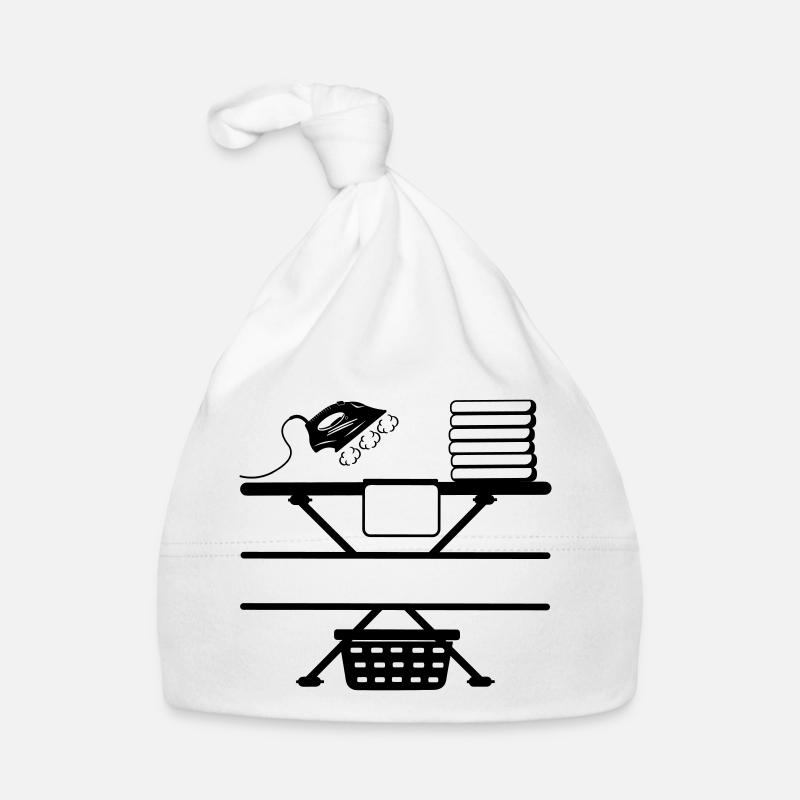Pâte de fer à la vapeur et bannière de texte - Bonnet bio Bébé - blanc