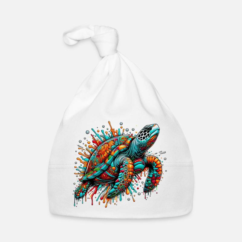 Turtle - Organic Baby Cap - white
