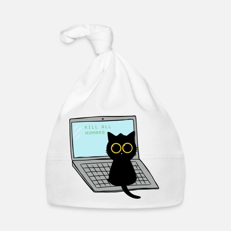 Tuez tous les humains Chat - Bonnet bio Bébé - blanc