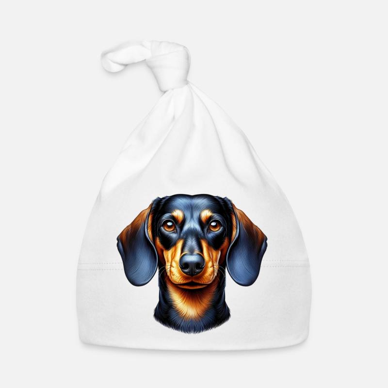 Dachshund - Baby Bio-Mütze - Weiß