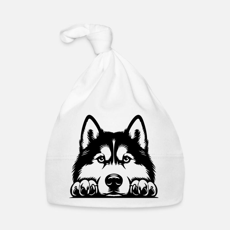 Tête de husky avec pattes Bonnet bio Bébé