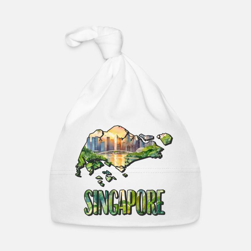 Carte à l’aquarelle Singapour Bonnet bio Bébé