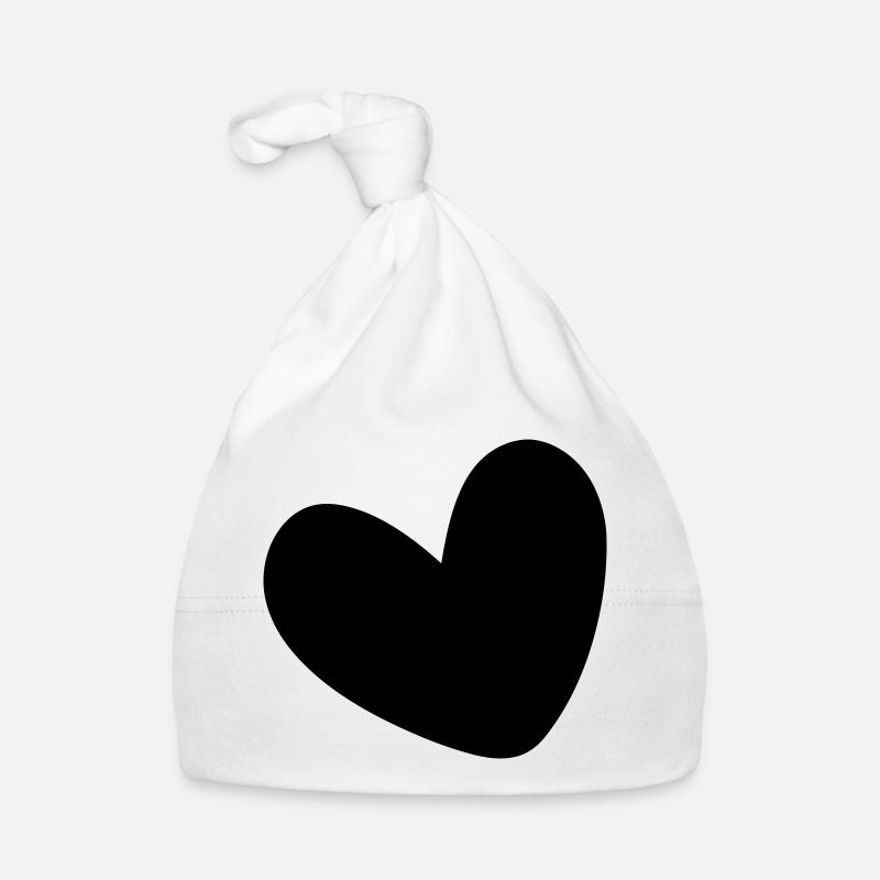 Coeur rempli d’une seule couleur - Bonnet bio Bébé - blanc