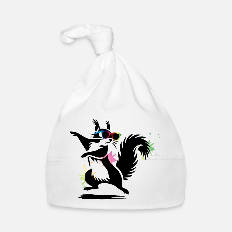 Stylish Squirrel with Sunglasses Stencil Organic Baby Cap