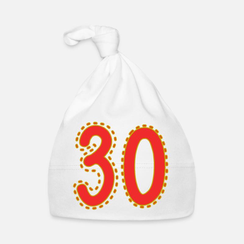 Number 30 on Colored Sheets Paper Organic Baby Cap