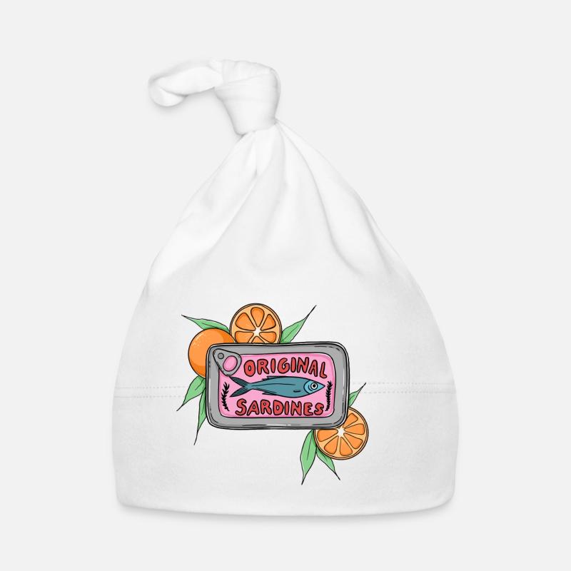 Original Sardines Can Pop Art Design with Oranges Organic Baby Cap