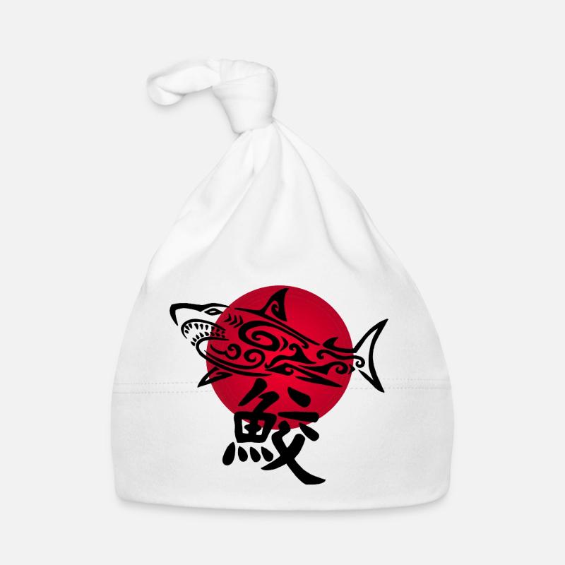 Requin noir et soleil rouge Bonnet bio Bébé