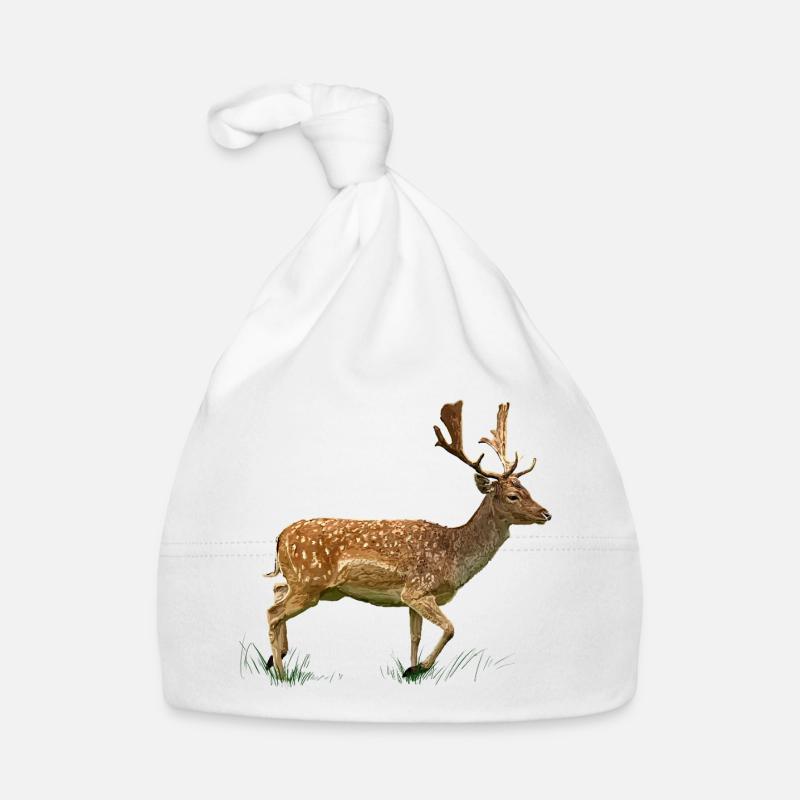 Deer in the grass forest Organic Baby Cap