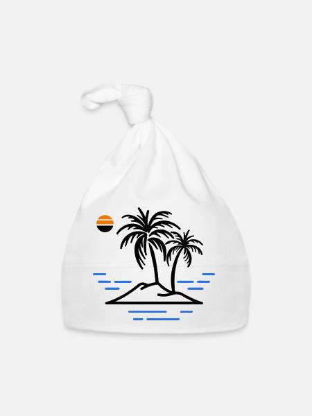 Île Palm - Bonnet bio Bébé - blanc - Devant