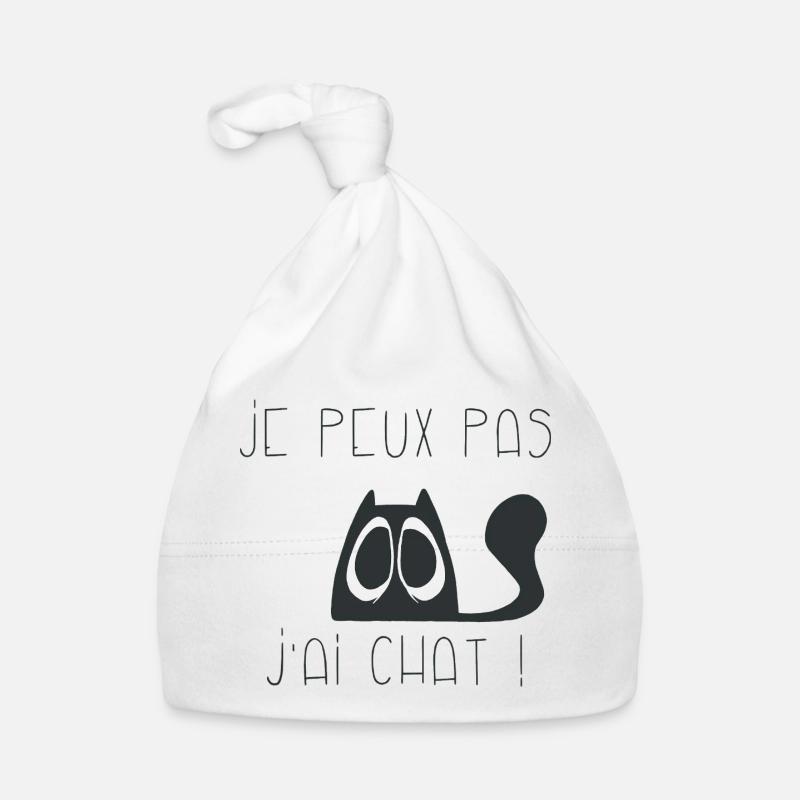 Je peux pas j'ai chat triste - Bonnet bio Bébé - blanc