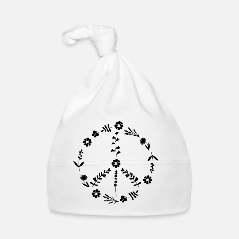 Fleurs et feuilles du signe de paix Bonnet bio Bébé